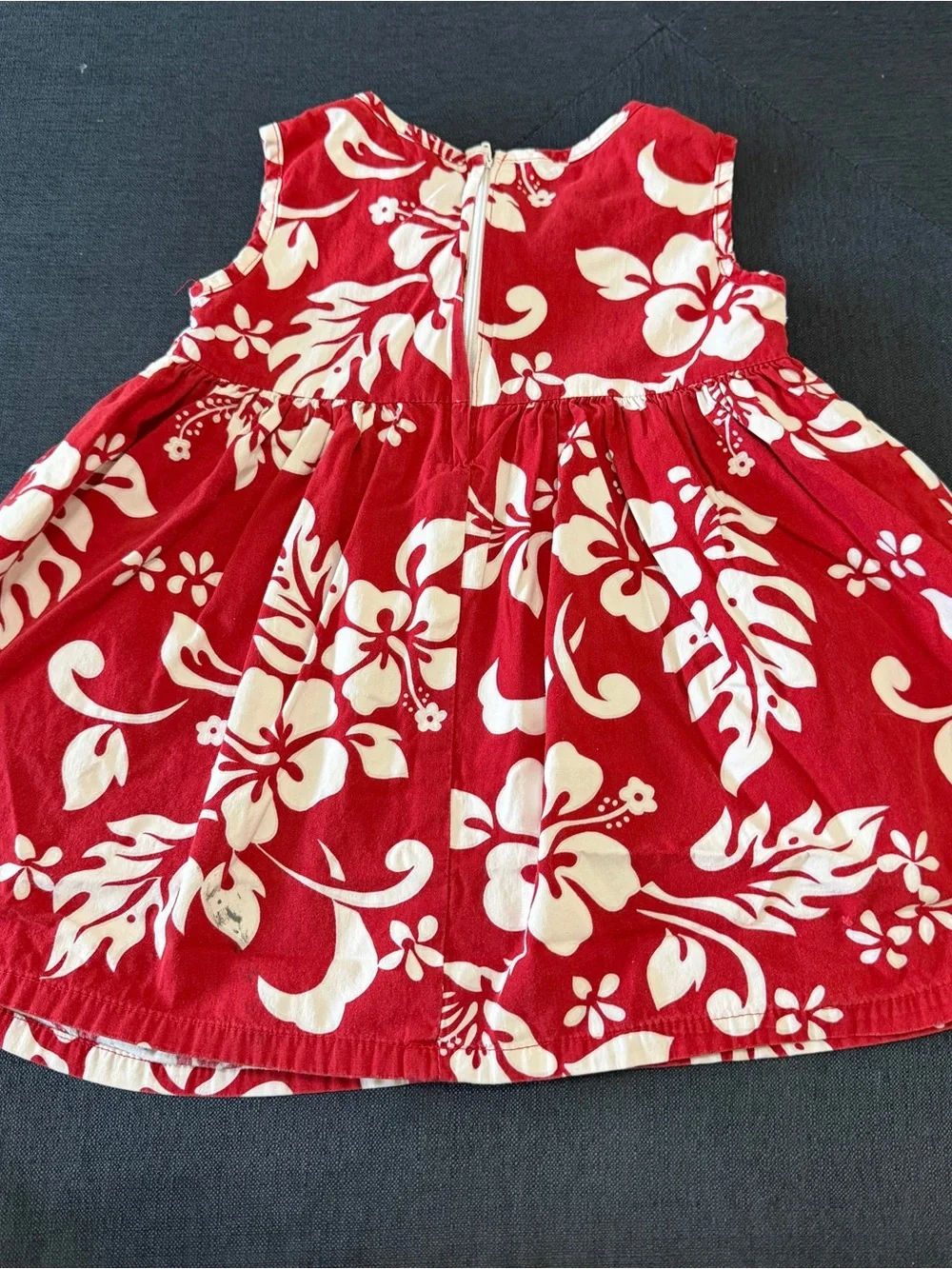 K Y's Red Floral Sleeveless Dress with White Hibiscus Print Sz 3 Yrs
